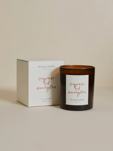 Cypress and Eucalyptus Scented Candle by Plum & Ashby